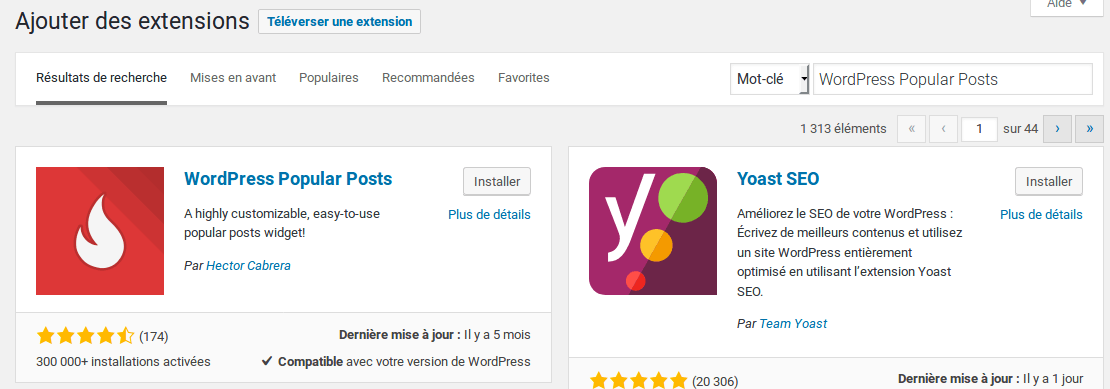 Migrer Joomla vers WordPress - Ajouter extension WP Popular posts