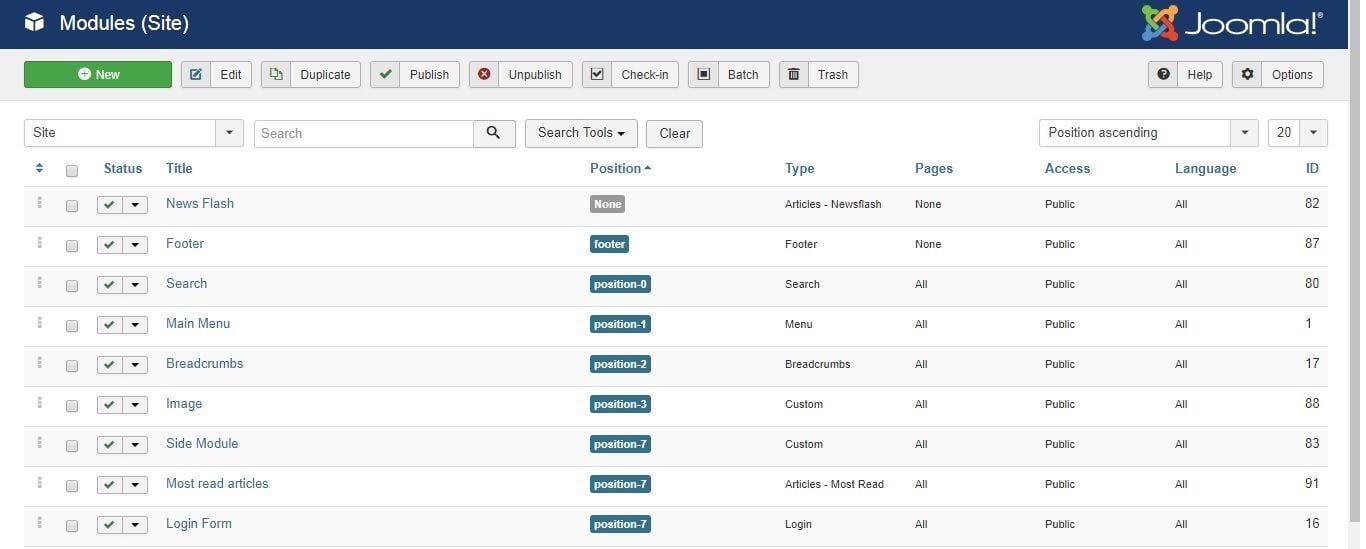 Migrer Joomla vers WordPress - Zone de module joomla