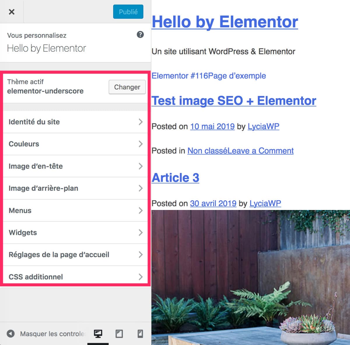 options du thème underscore