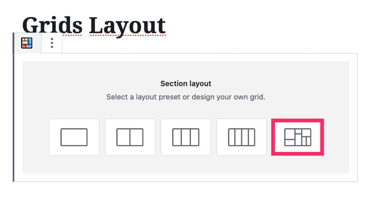 Section libre Grids Layout Builder