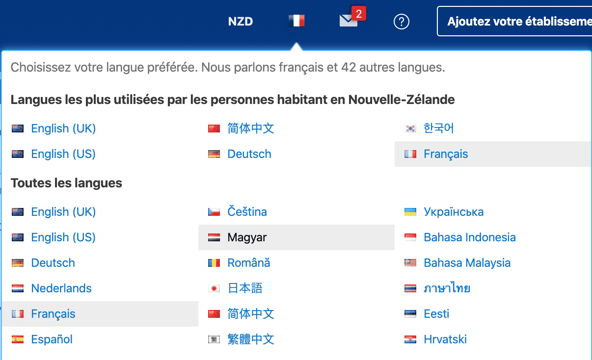 créer un bon sélecteur de langue