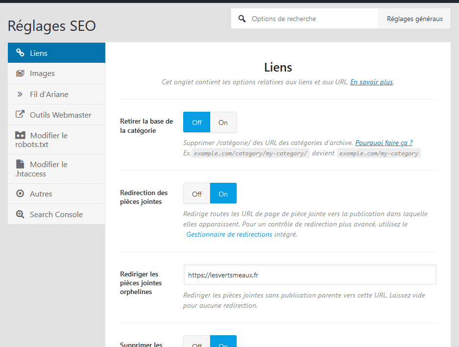 Réglages SEO de Rank Math