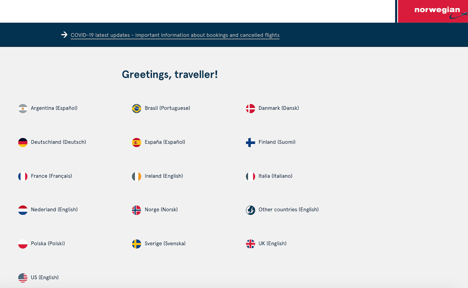Sélecteur de langue Norwegian