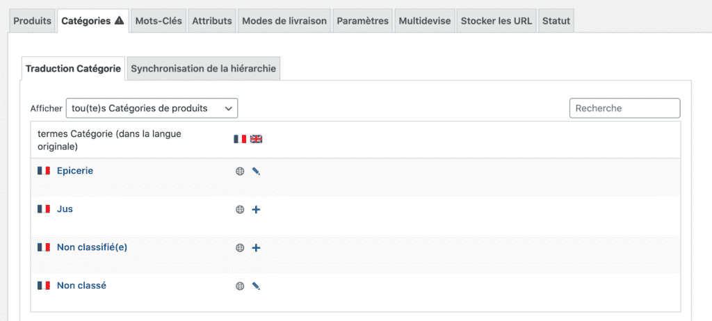 traduire les categories wpml