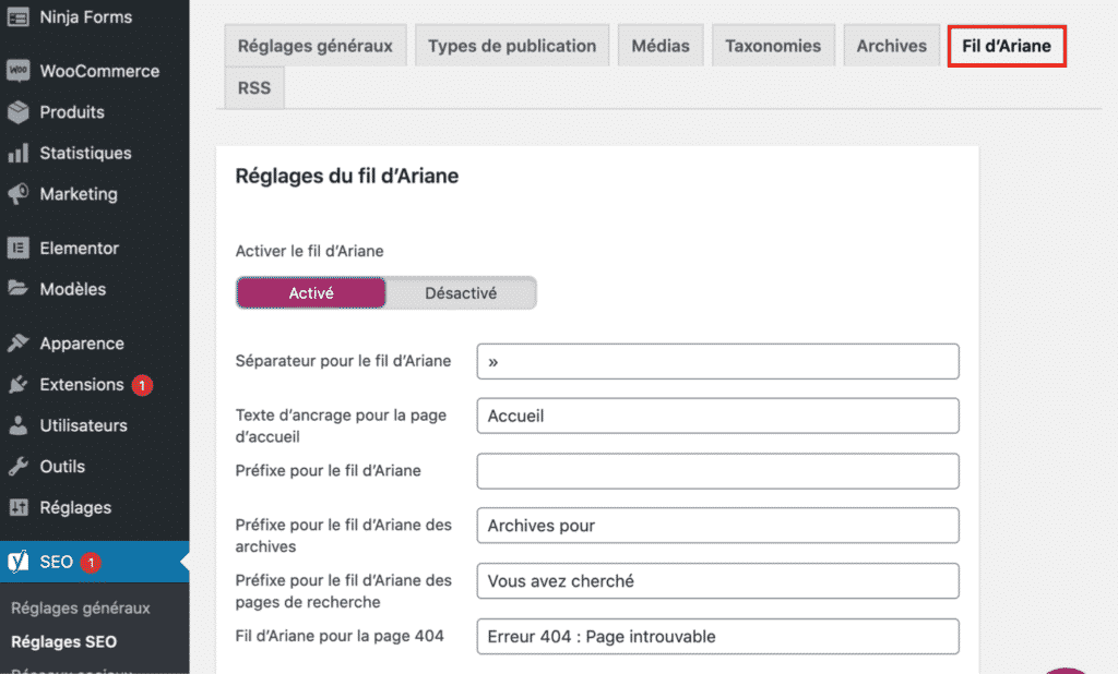 traduction fil d'ariane yoast avec wpml