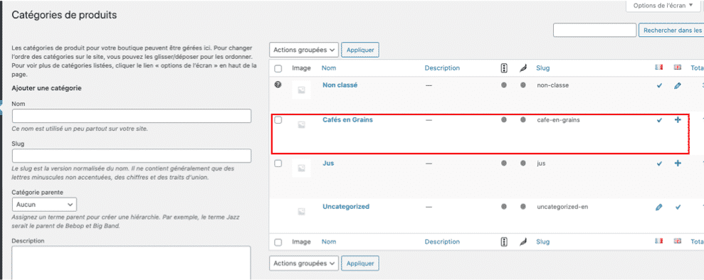 Polylang for Woocommerce Catégorie