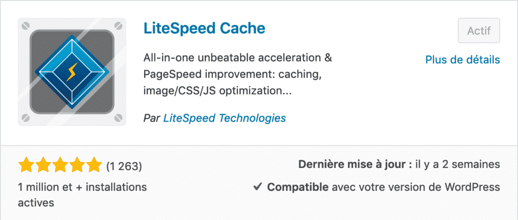 Litespeed plugin cache wordpress