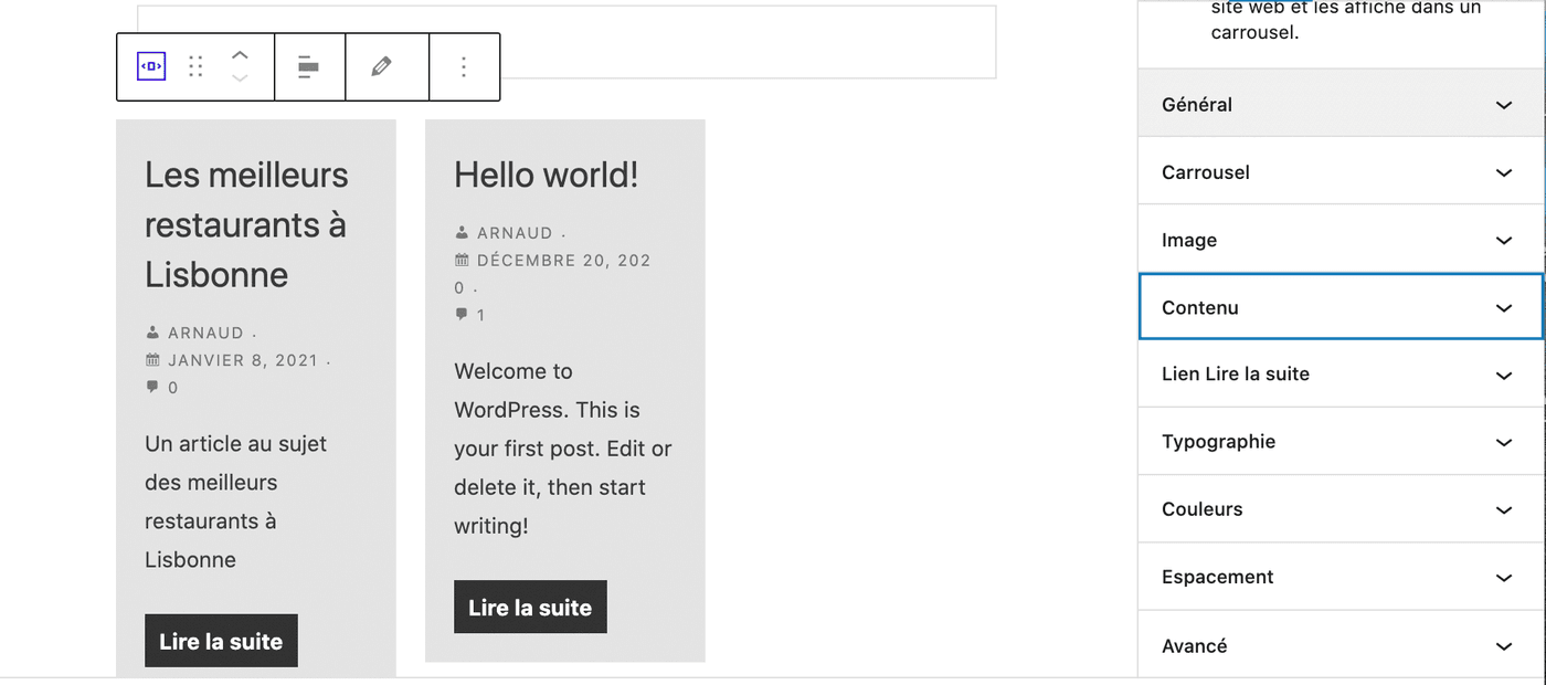 19 toutes les options carrousel