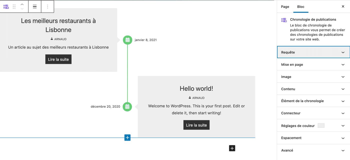 22 chronologie publications et options réglages