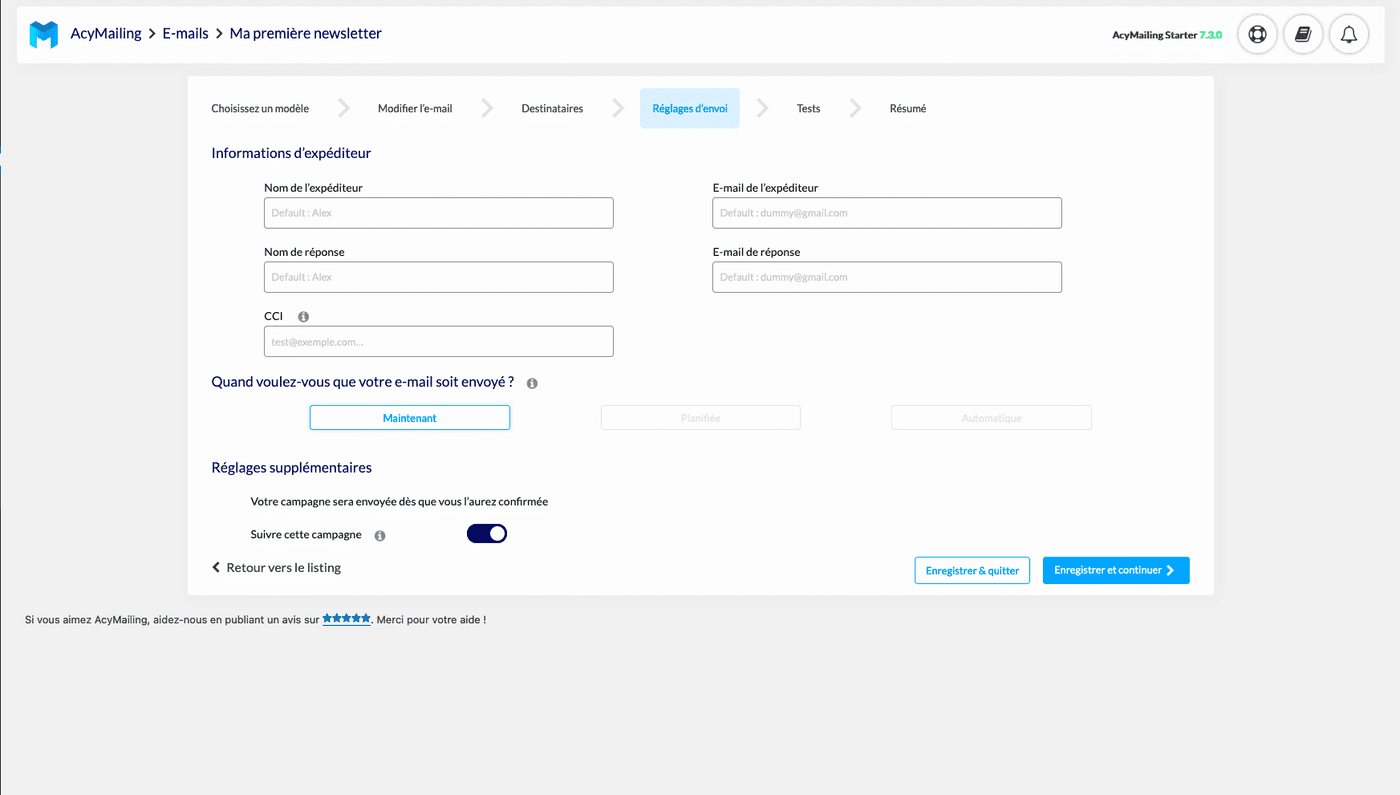 acymailing installation 10