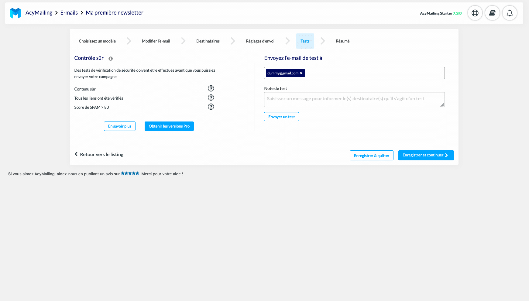 acymailing installation 11