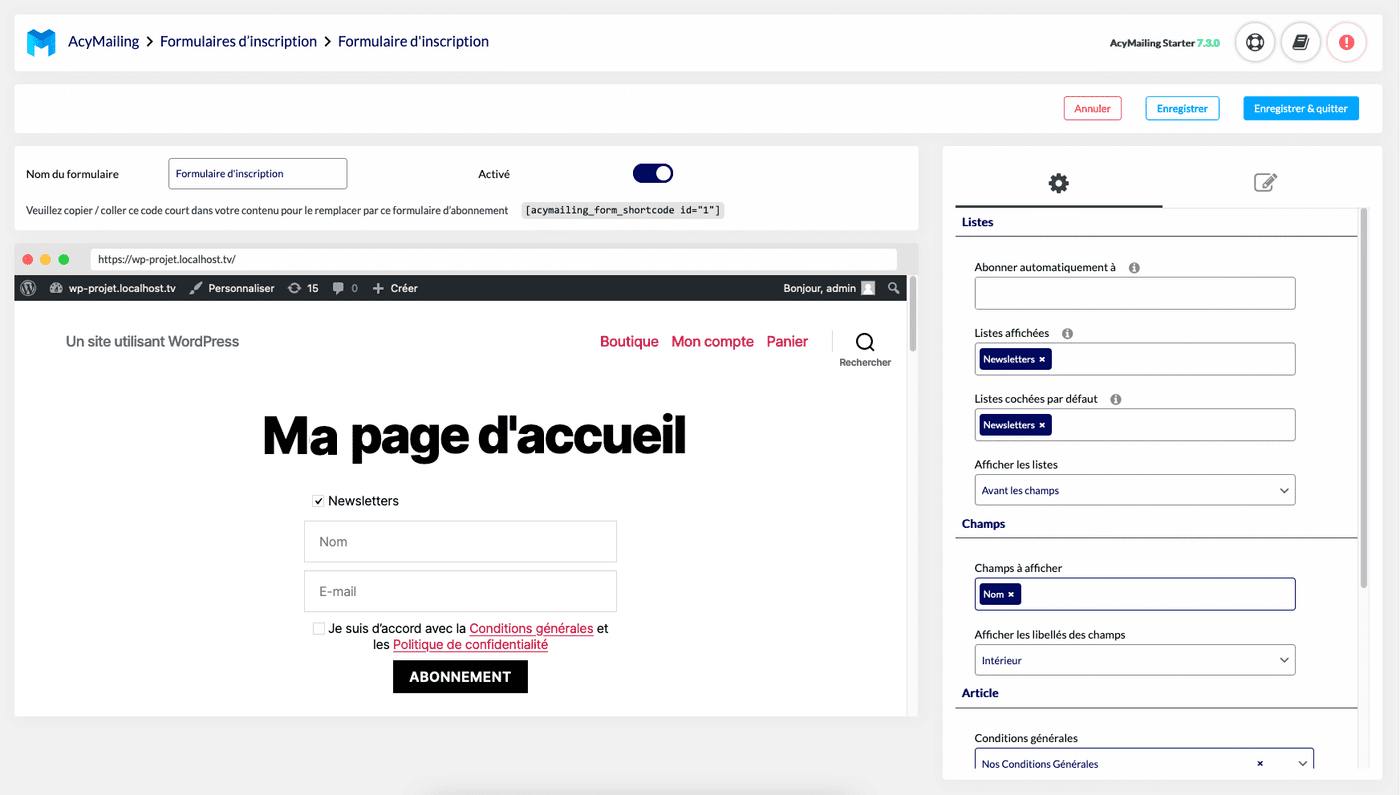acymailing installation 7