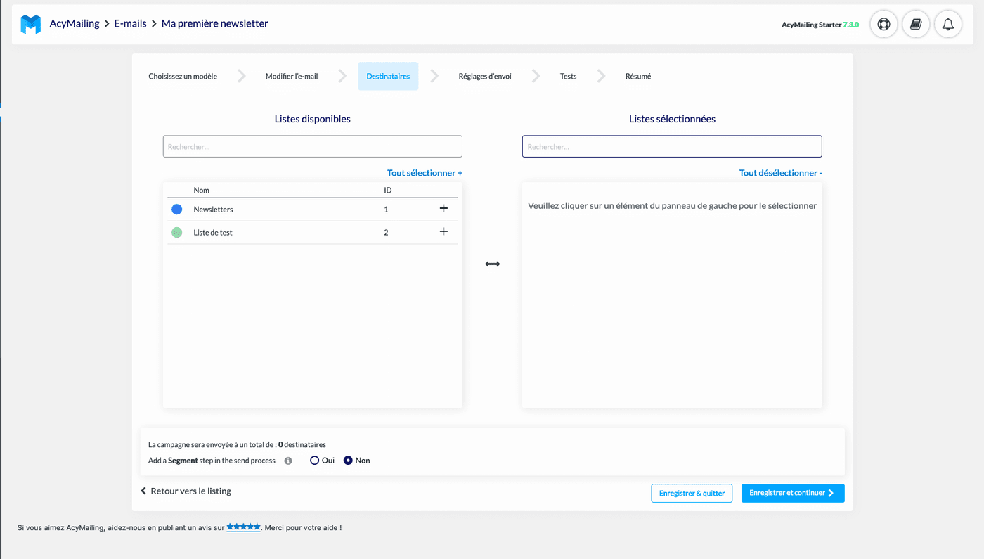 acymailing installation 9