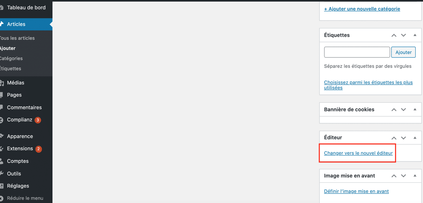 basculer vers gutenberg