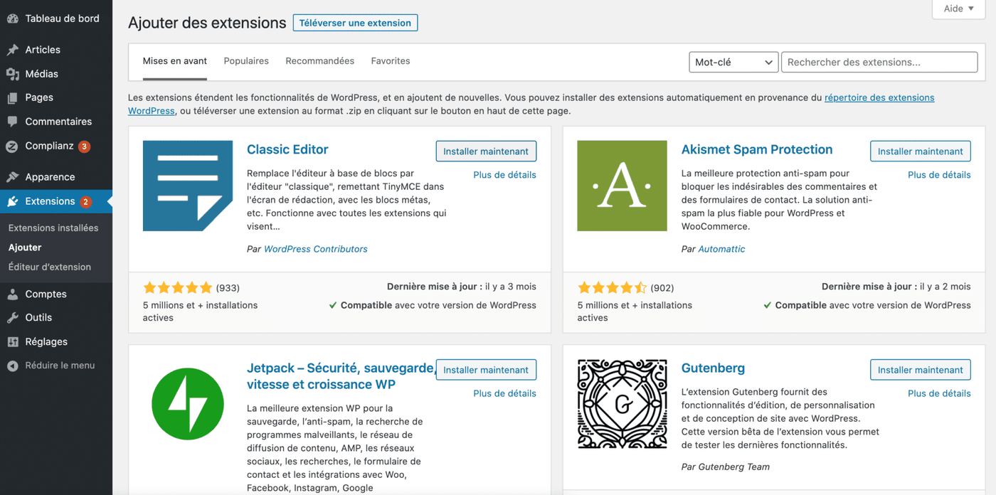 chercher classic editor