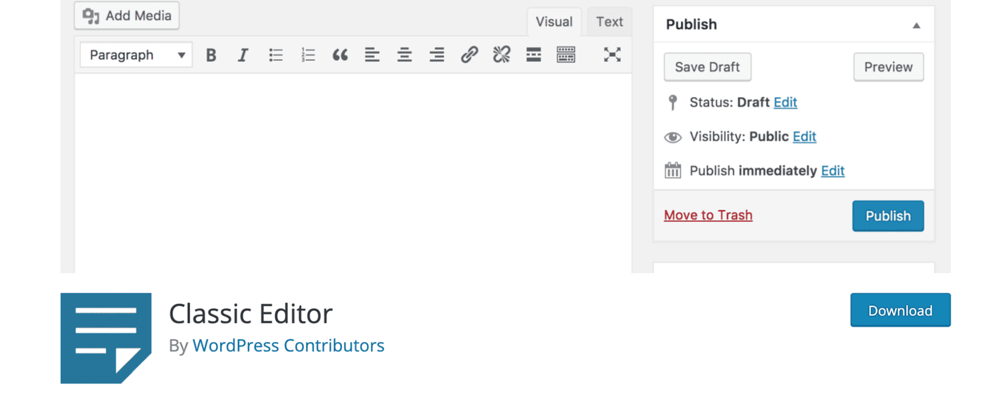 classic editor plugin