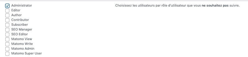 admin matomo exclure