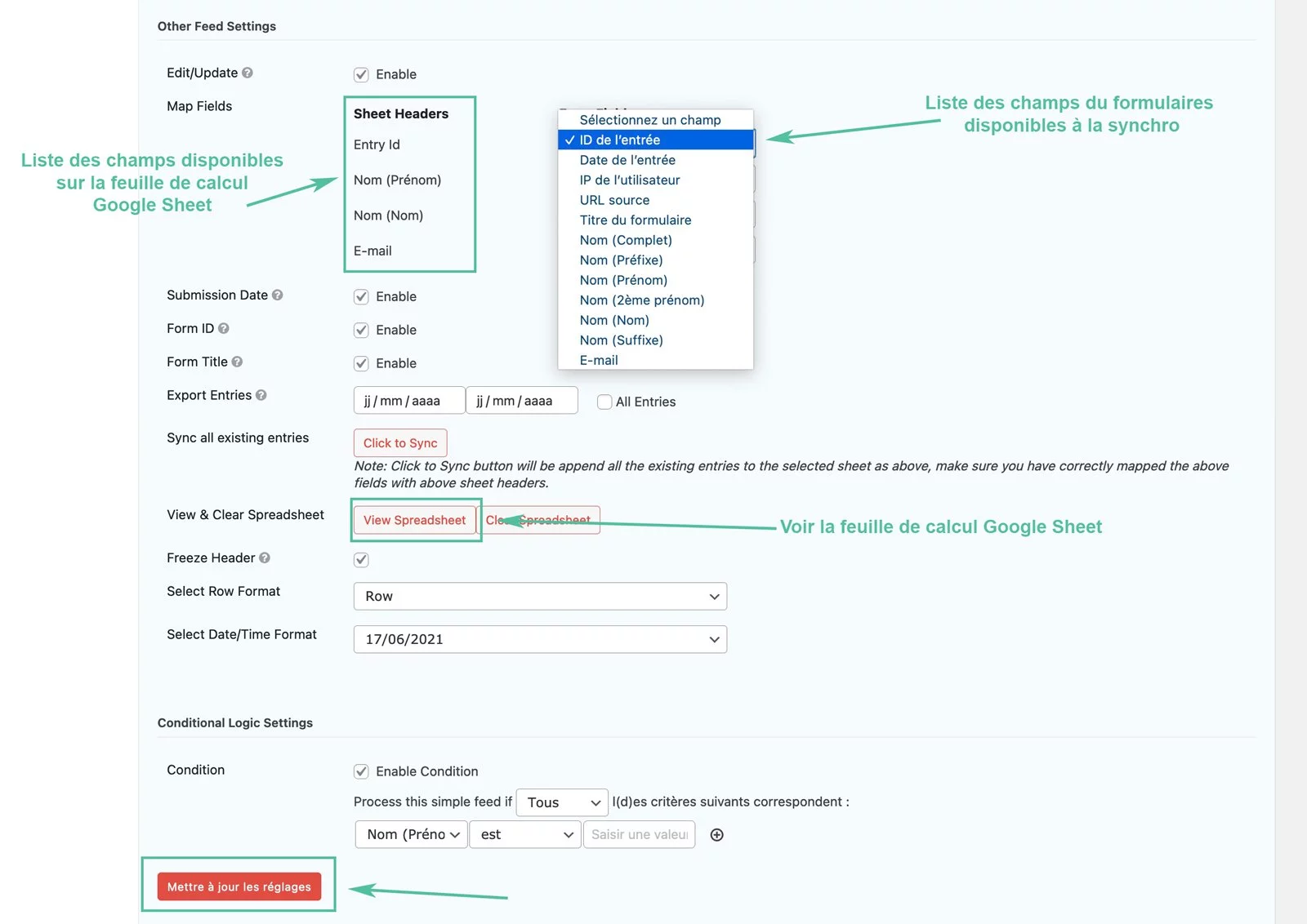 synchroniser gravity form google sheet plugin wordpress 14