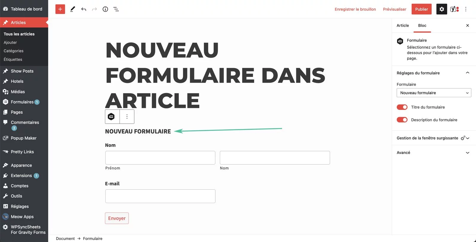 synchroniser gravity form google sheet plugin wordpress 7