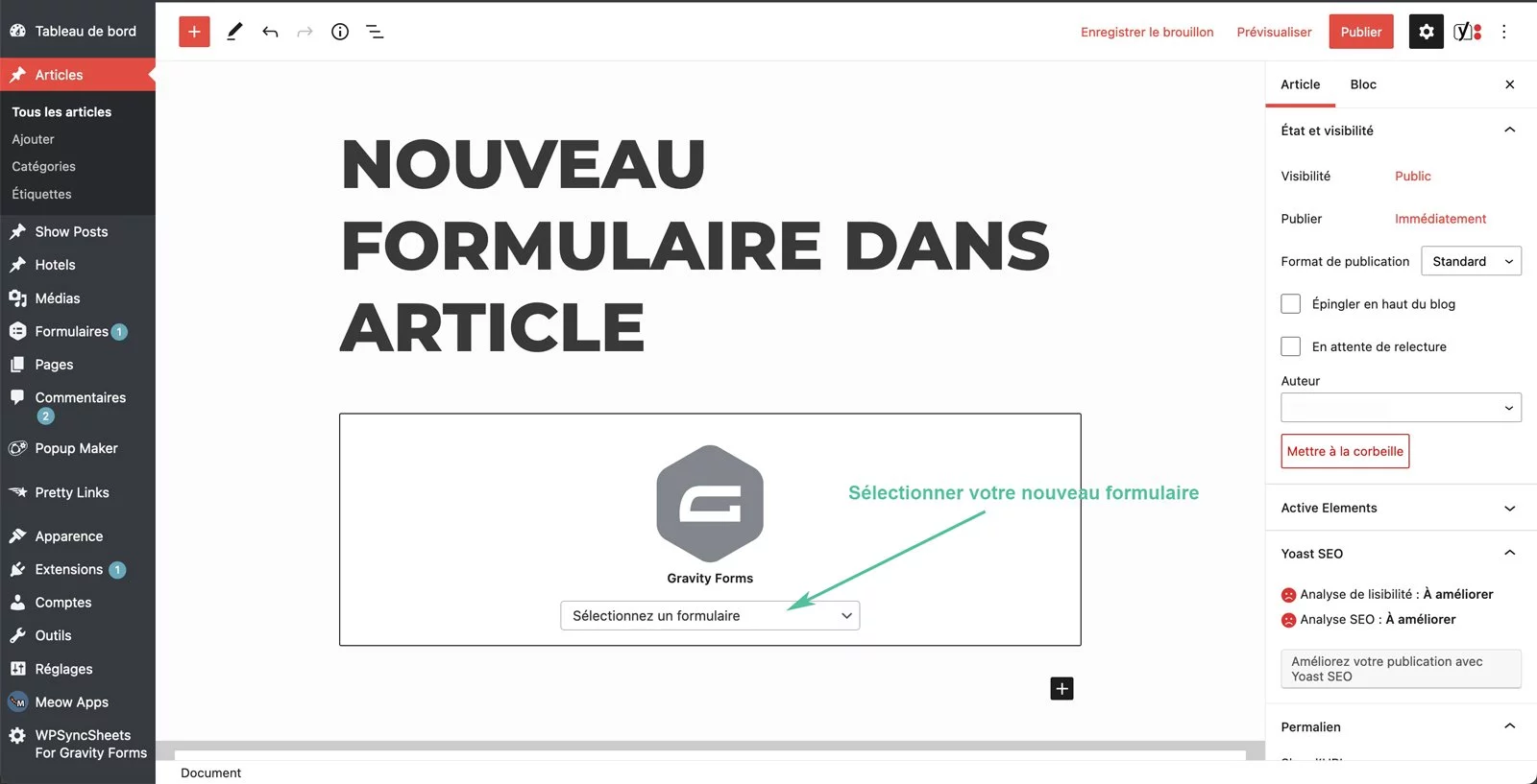 synchroniser gravity form google sheet plugin wordpress 9