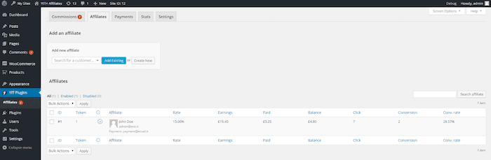 YITH WooCommerce Affiliates