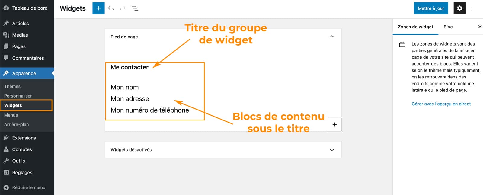 Tutoriel pour créer un pied de page avec des widgets