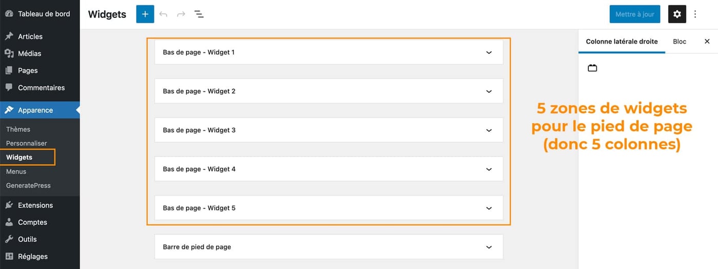Tutoriel pour créer un pied de page avec des widgets