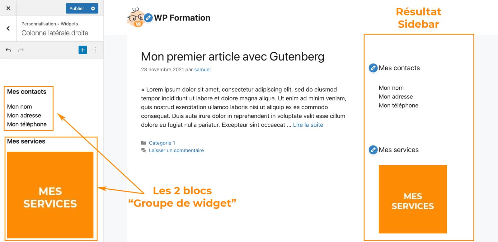 Pas à pas pour créer une sidebar avec des widgets