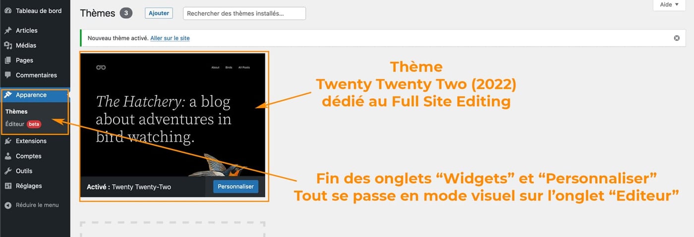 Pas à pas pour créer un pied de page avec le Full Site Editing