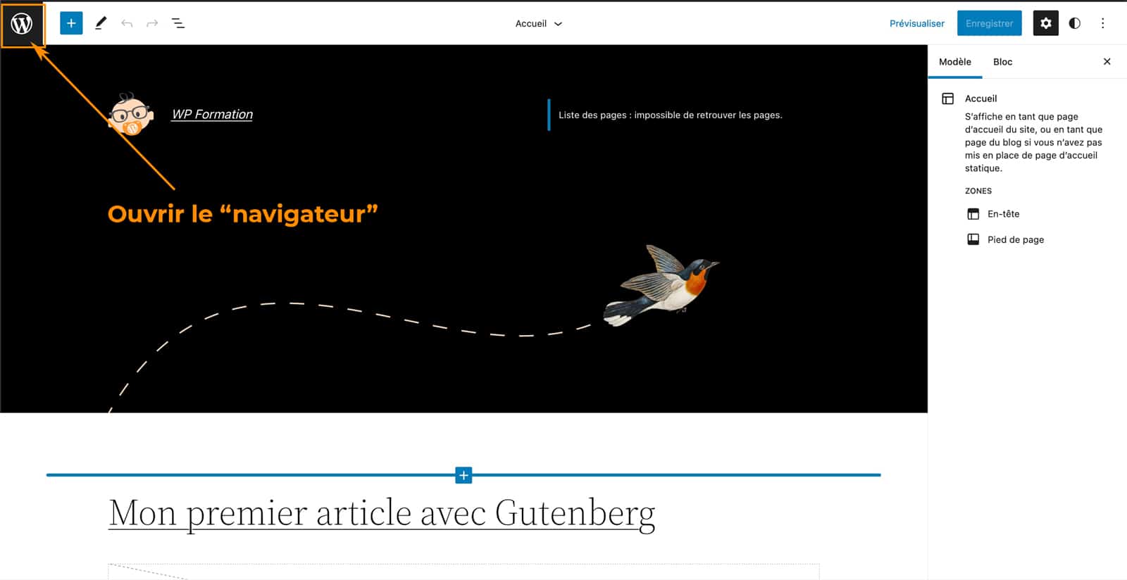 Pas à pas pour créer un pied de page avec le Full Site Editing