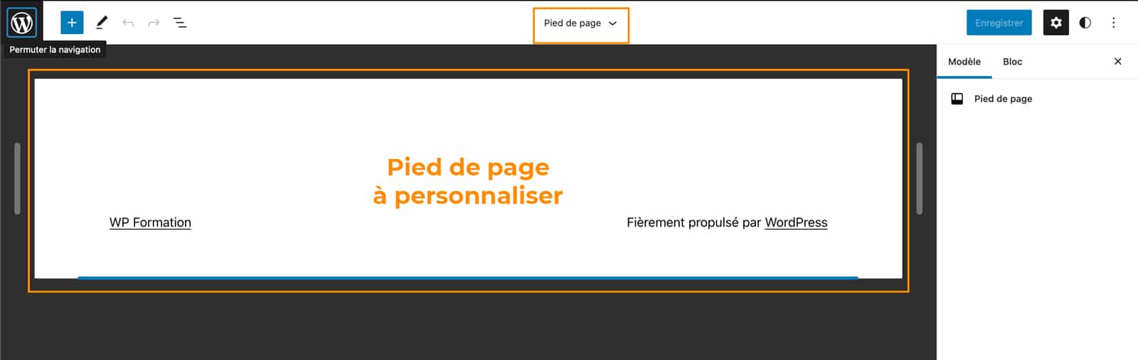 Pas à pas pour créer un pied de page avec le Full Site Editing
