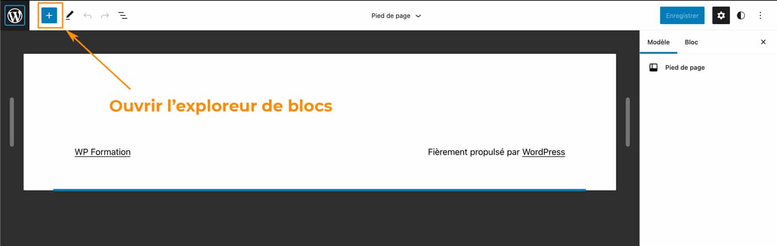 Pas à pas pour créer un pied de page avec le Full Site Editing