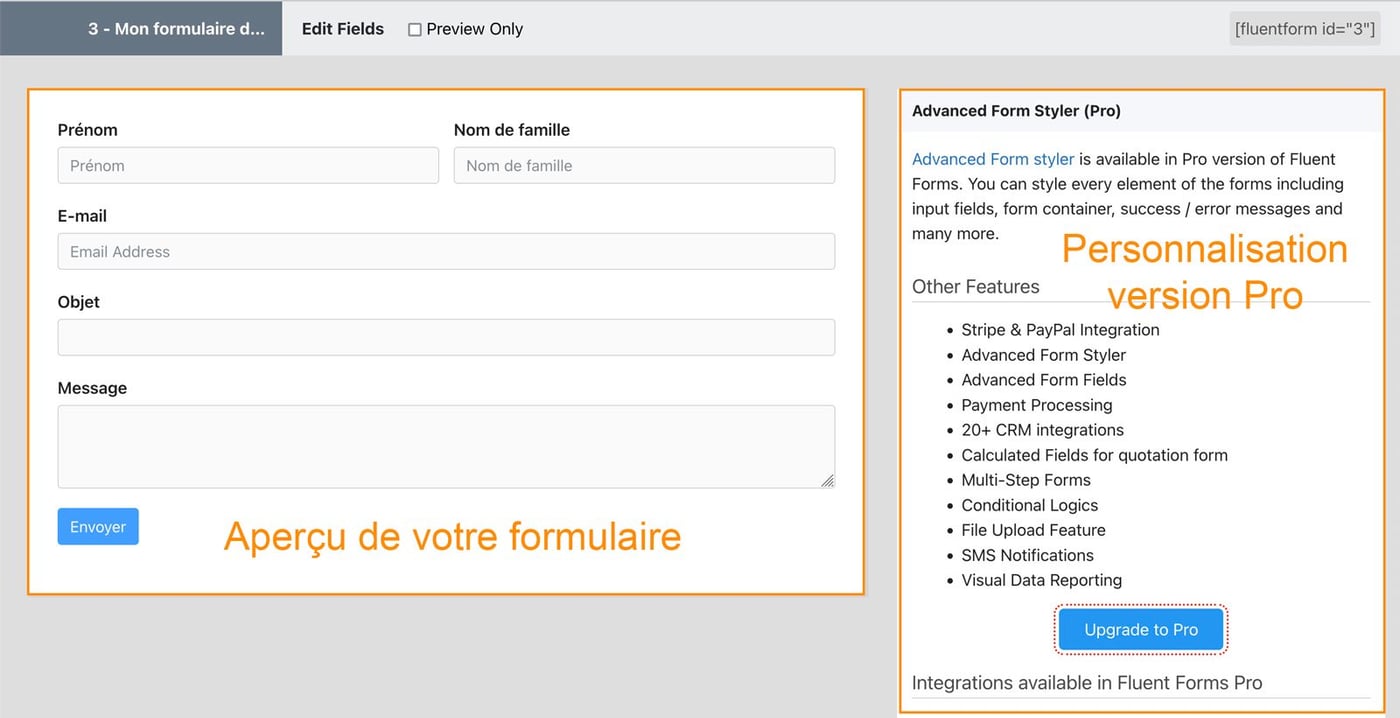 Aperçu du formulaire Fluent Forms sur WordPress