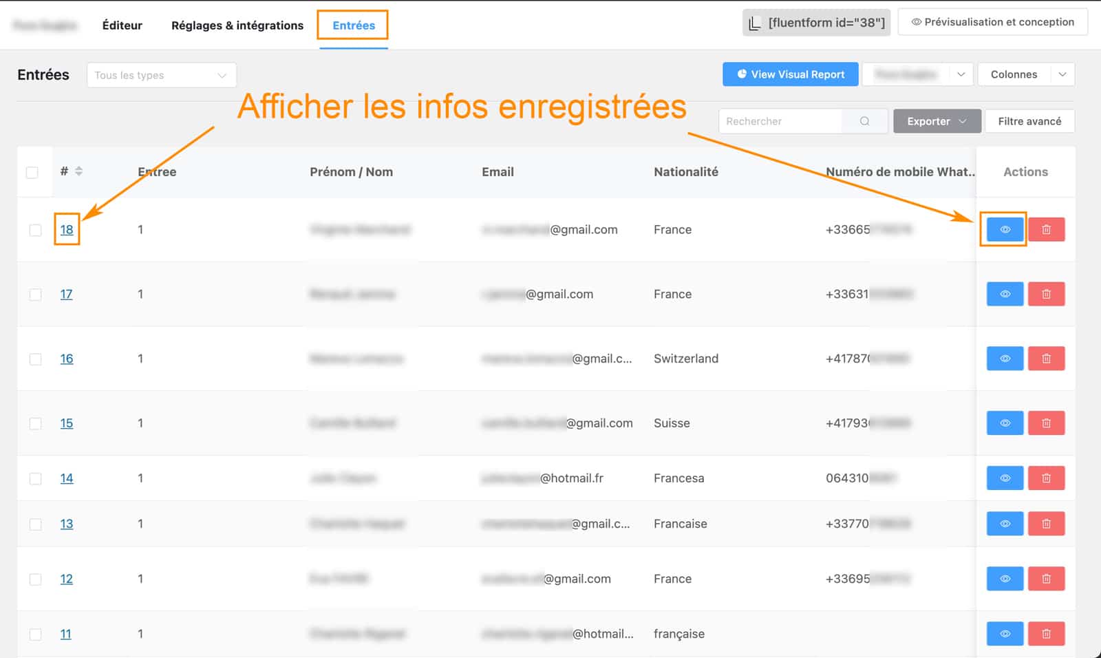 Réglages du plugin Fluent Forms pour WordPress