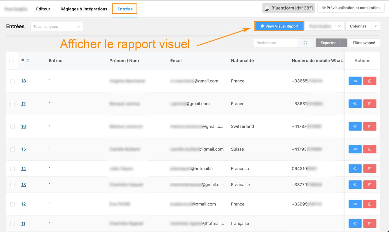 Réglages du plugin Fluent Forms pour WordPress