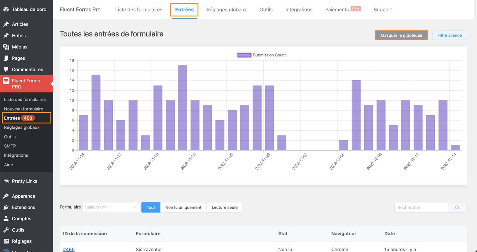 Réglages généraux de Fluent Forms