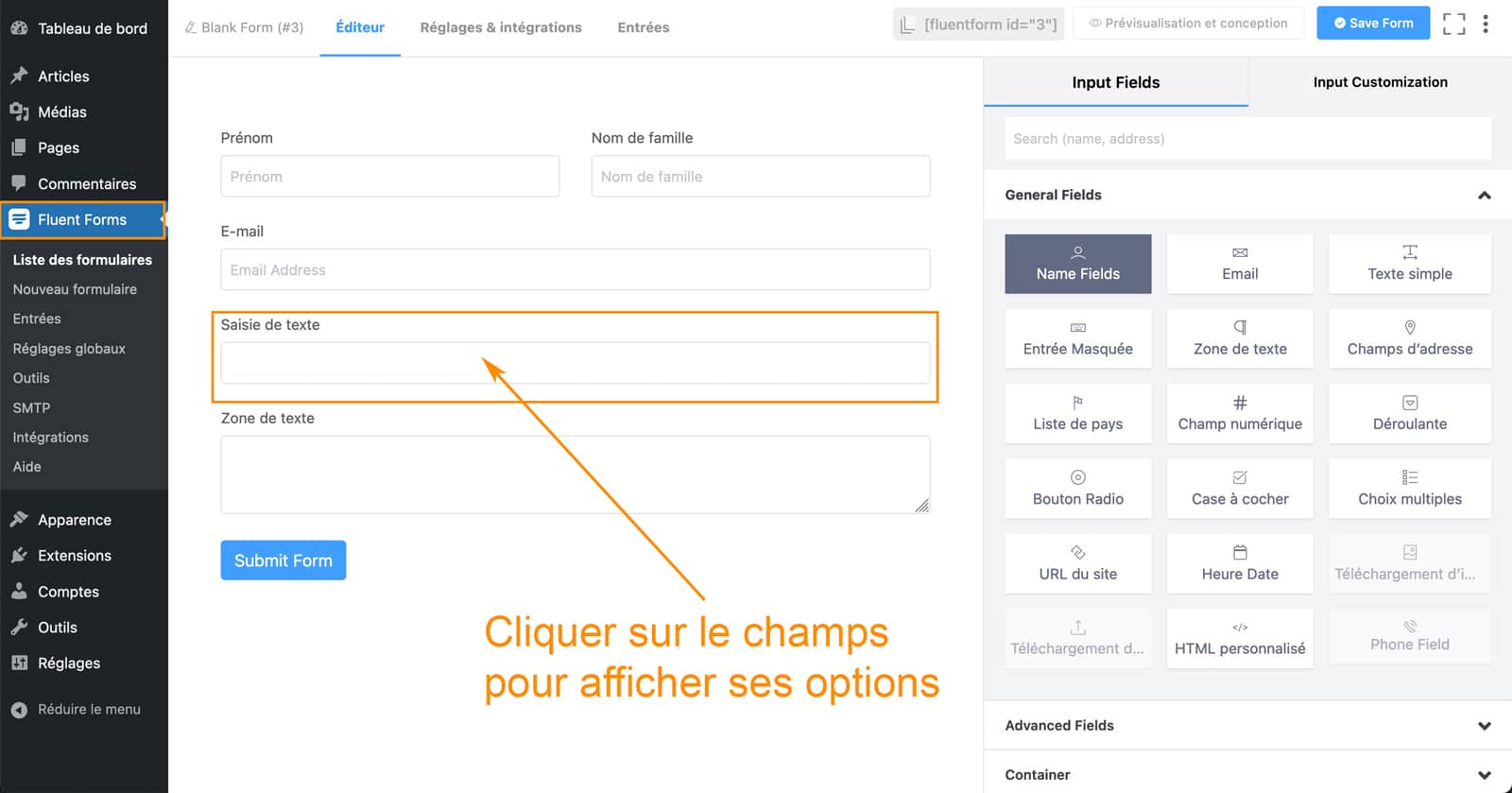 Tutoriel de Fluent Forms le plugin de formulaire WordPress
