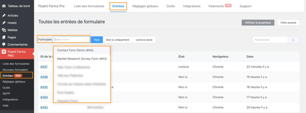 Réglages généraux de Fluent Forms