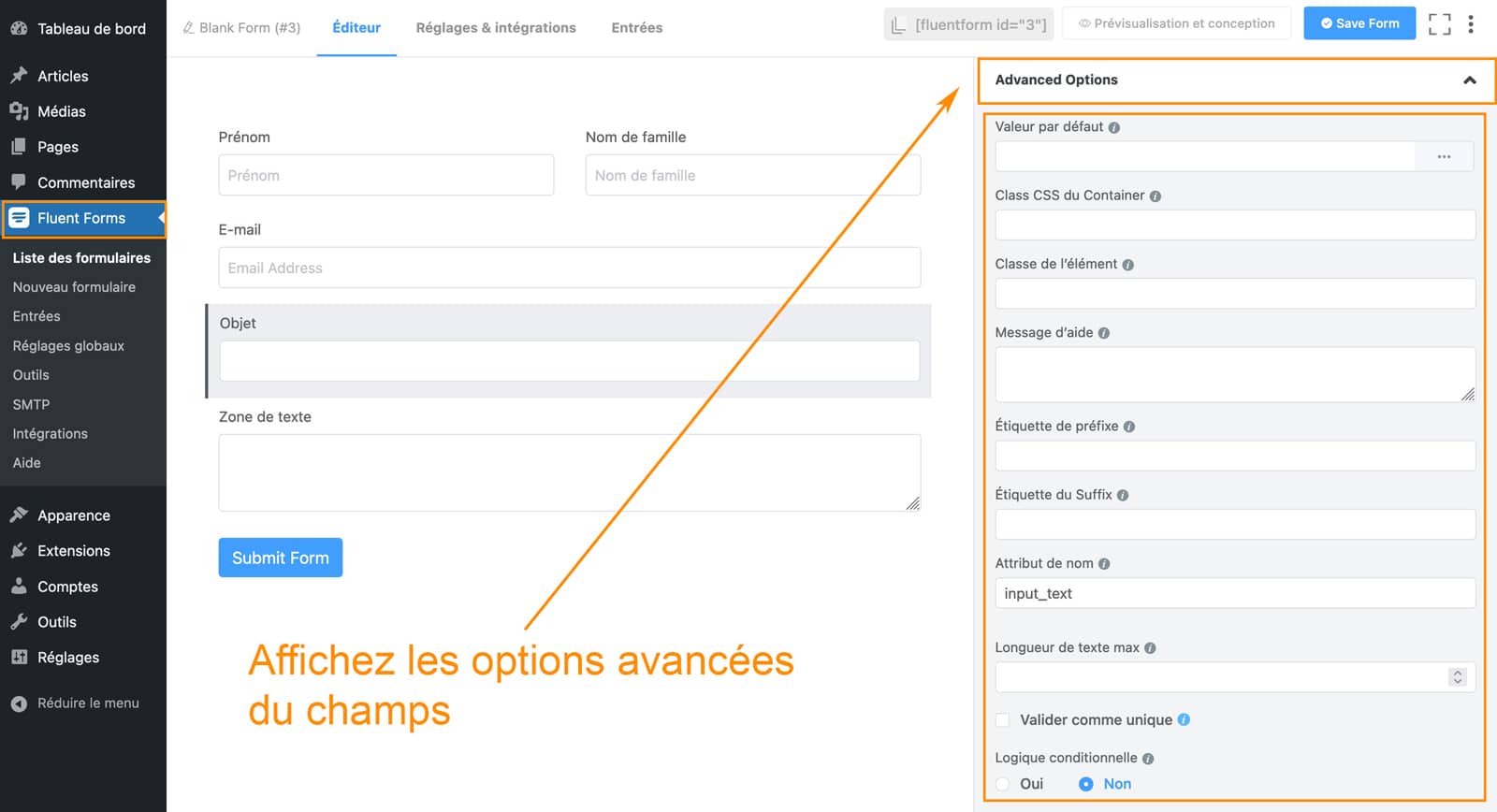 Tutoriel de Fluent Forms le plugin de formulaire WordPress