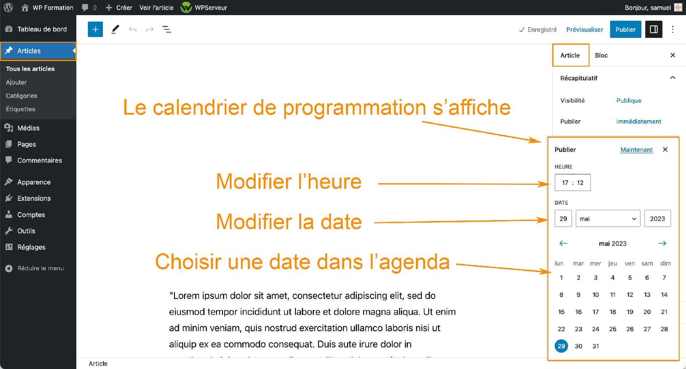 Comment planifier la publication d'un article WordPress