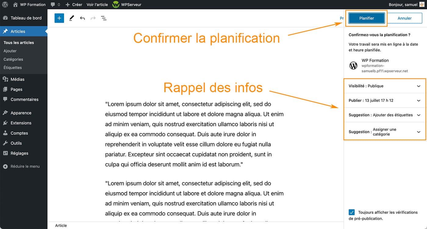 Comment planifier la publication d'un article WordPress