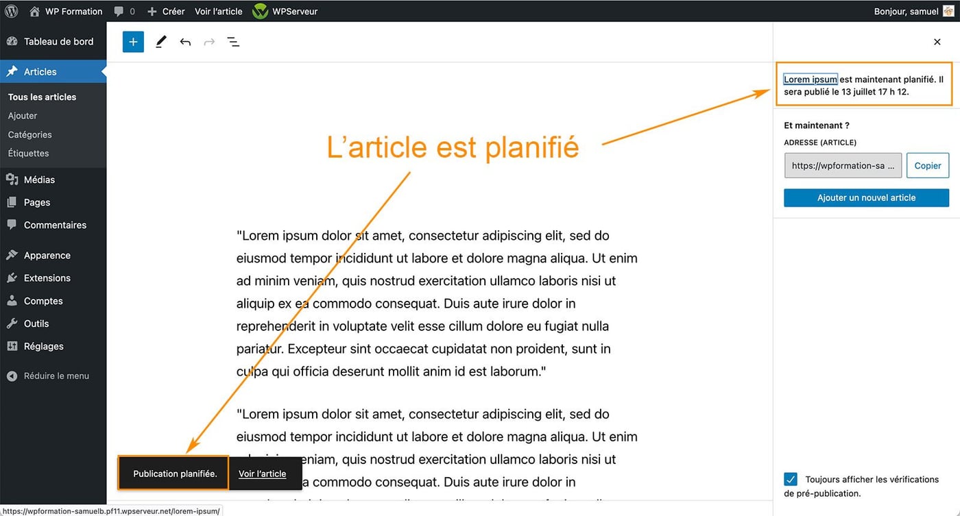 Comment planifier la publication d'un article WordPress