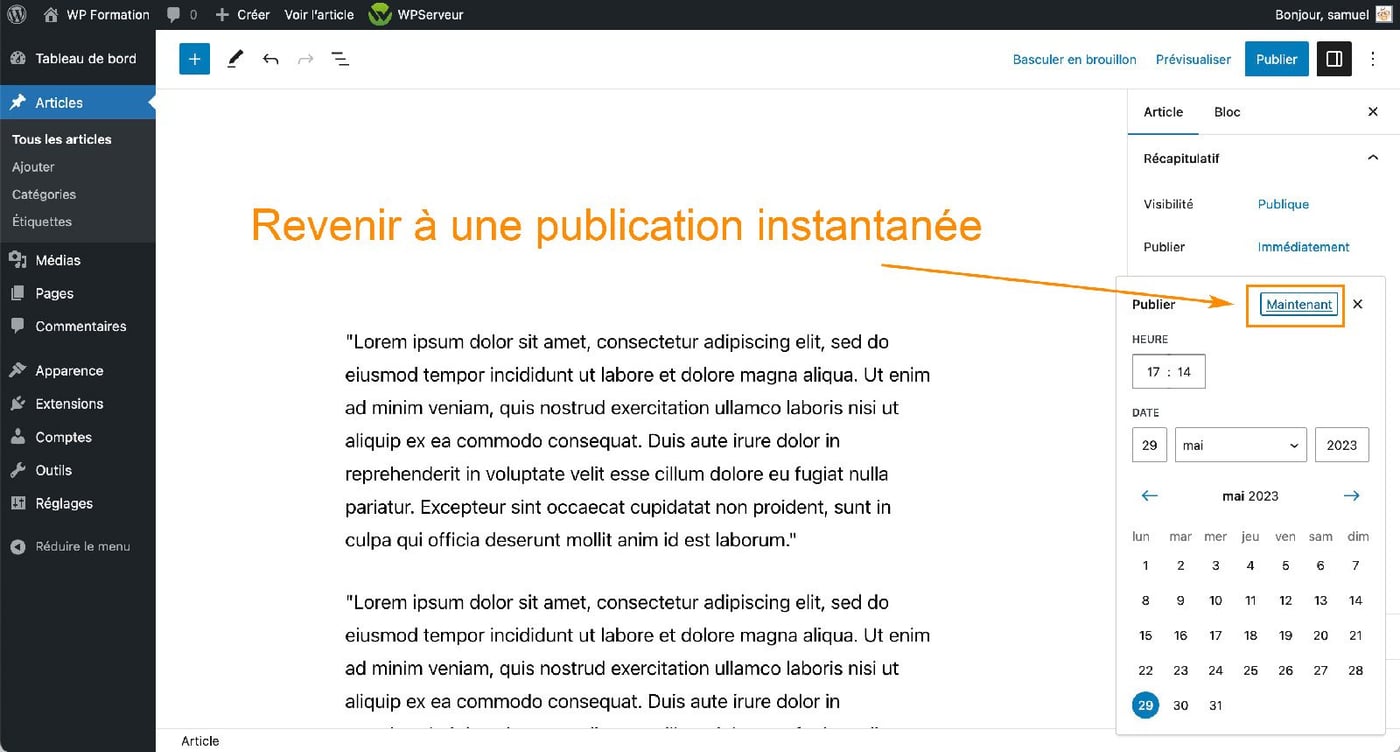 Comment planifier la publication d'un article WordPress