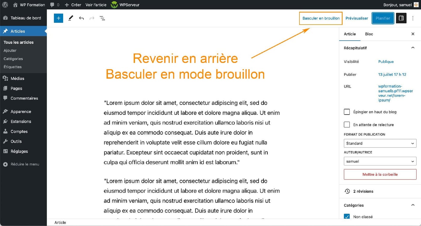 Comment planifier la publication d'un article WordPress