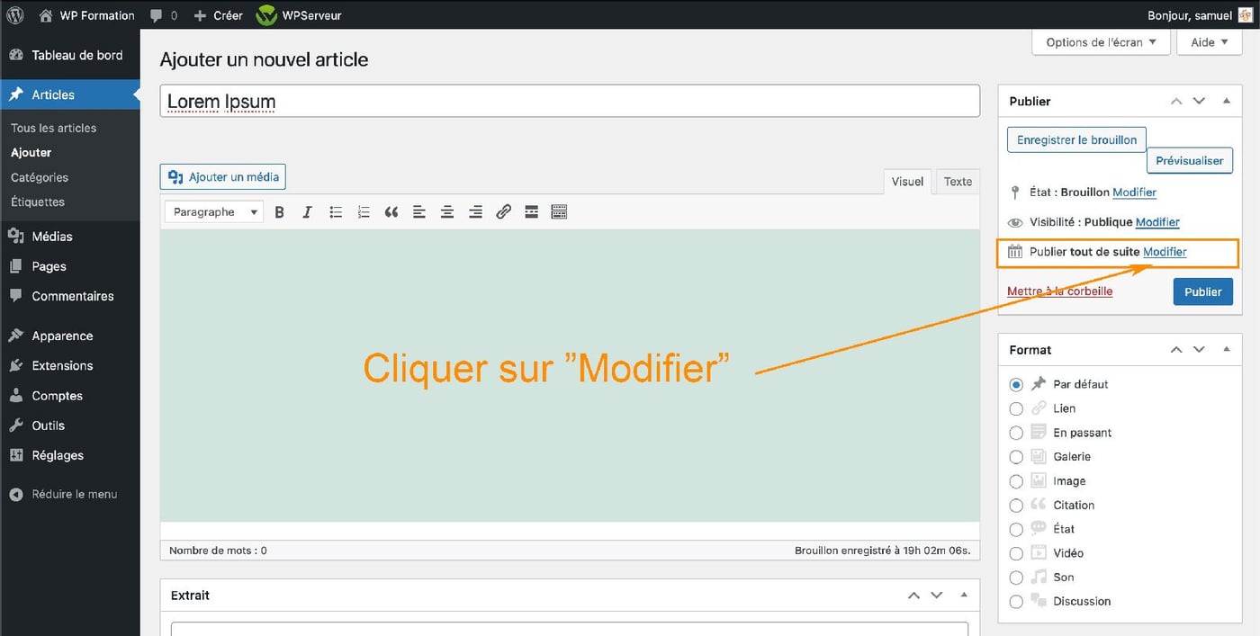 Comment planifier la publication d'un article WordPress