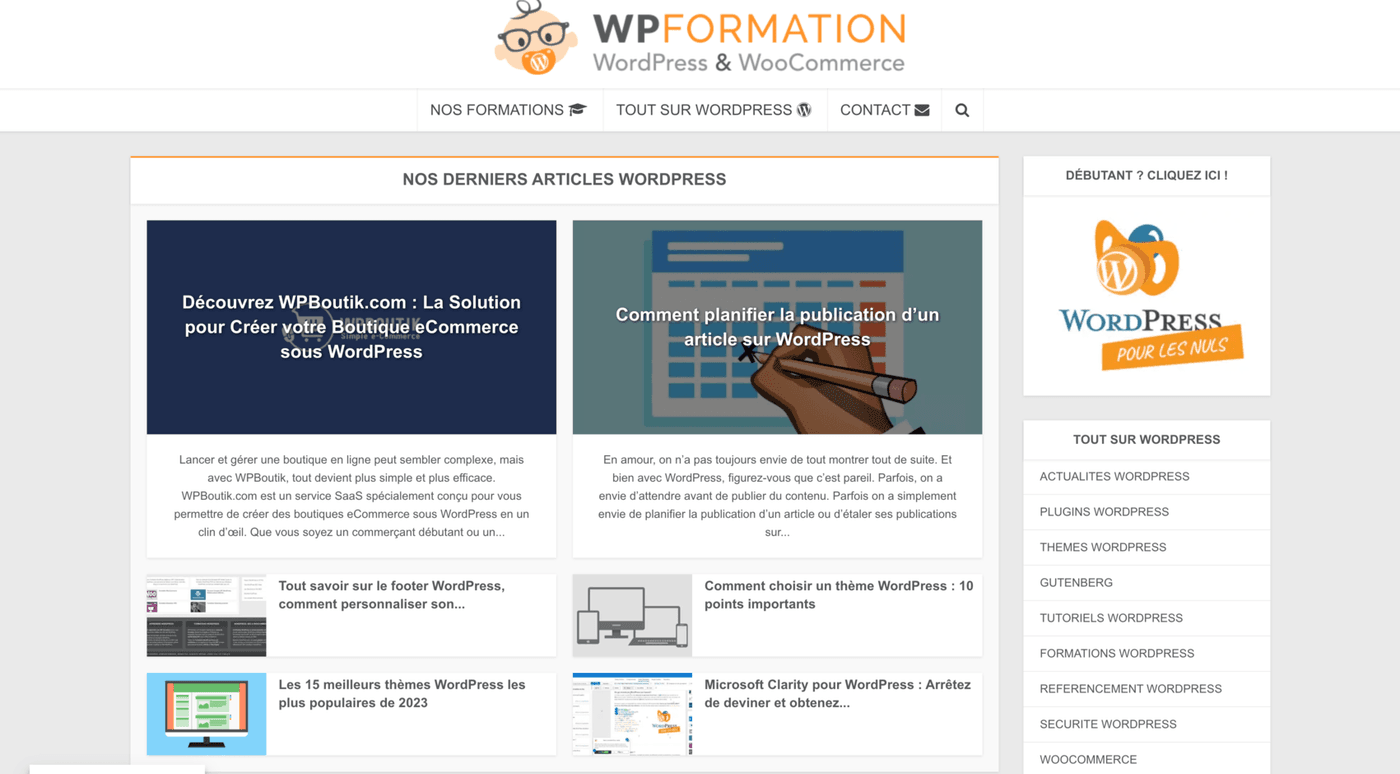Le vieux WPFormation.com en 2012