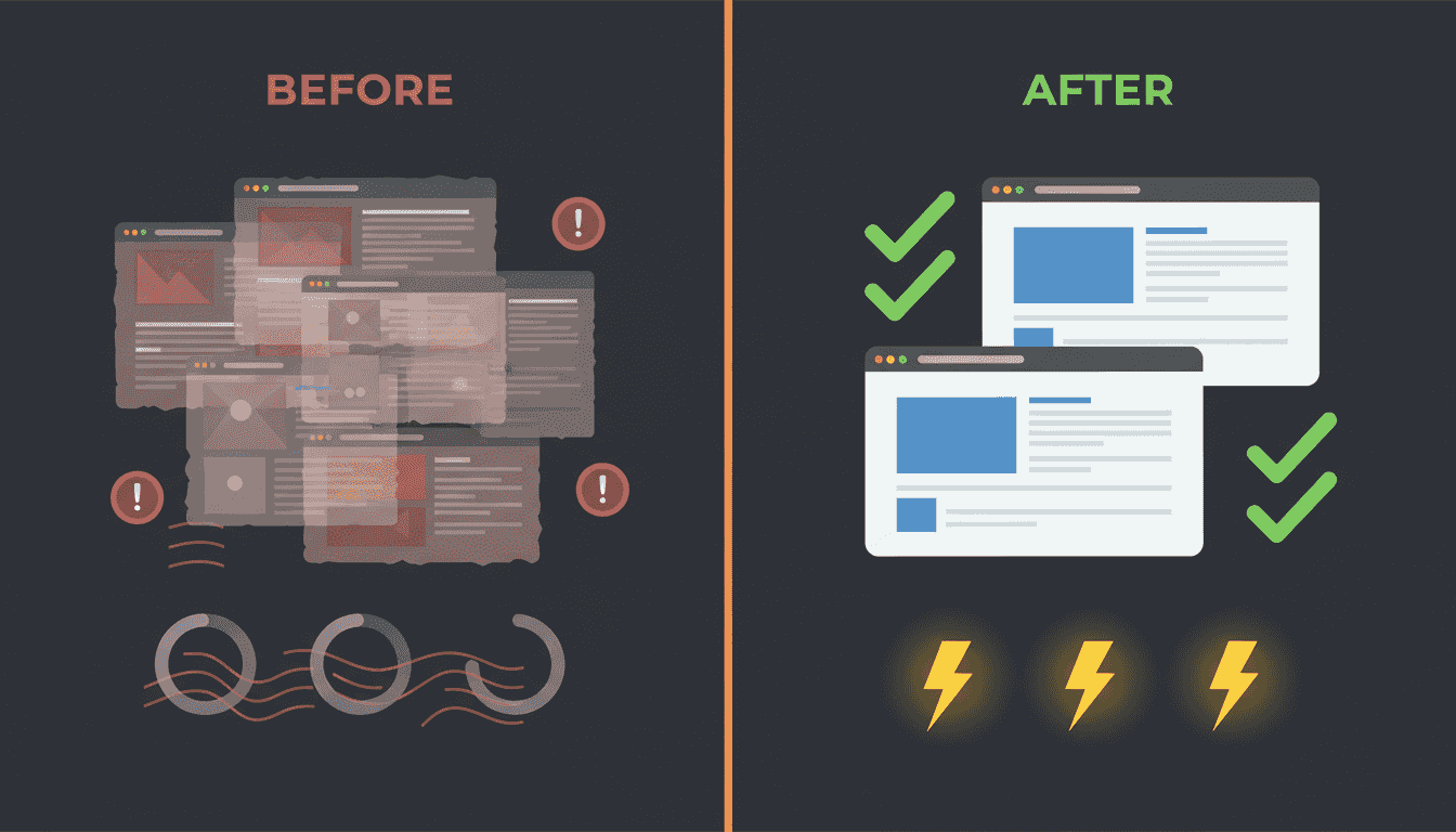 Comparaison avant-après migration WordPress headless performances et design