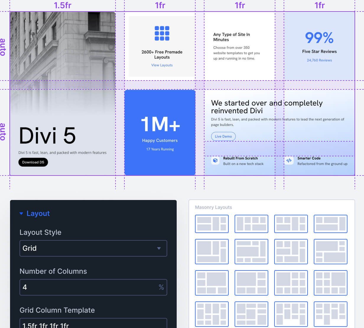 Mise en page CSS Grid dans Divi 5