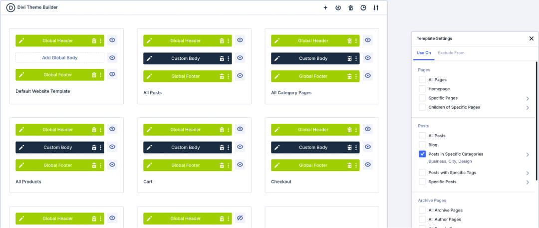 Theme Builder de Divi 5 pour templates dynamiques