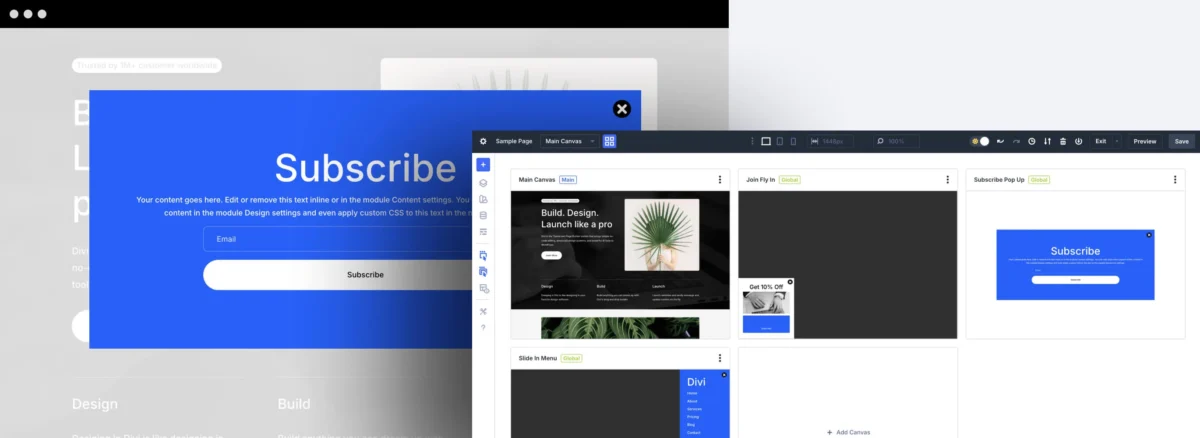 Interface Design Canvases de Divi 5 avec le Theme Builder modulaire